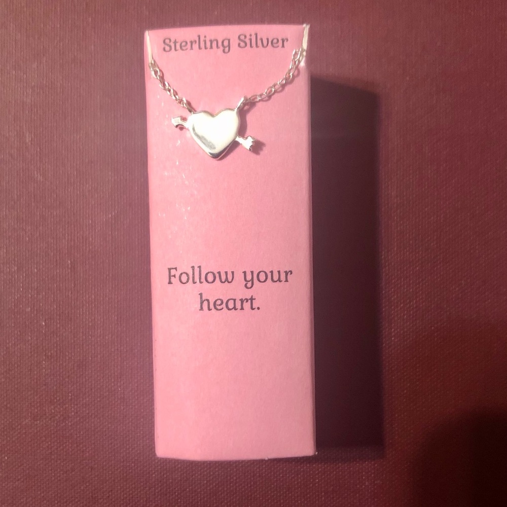Sterling silver heart with arrow necklace. NWT